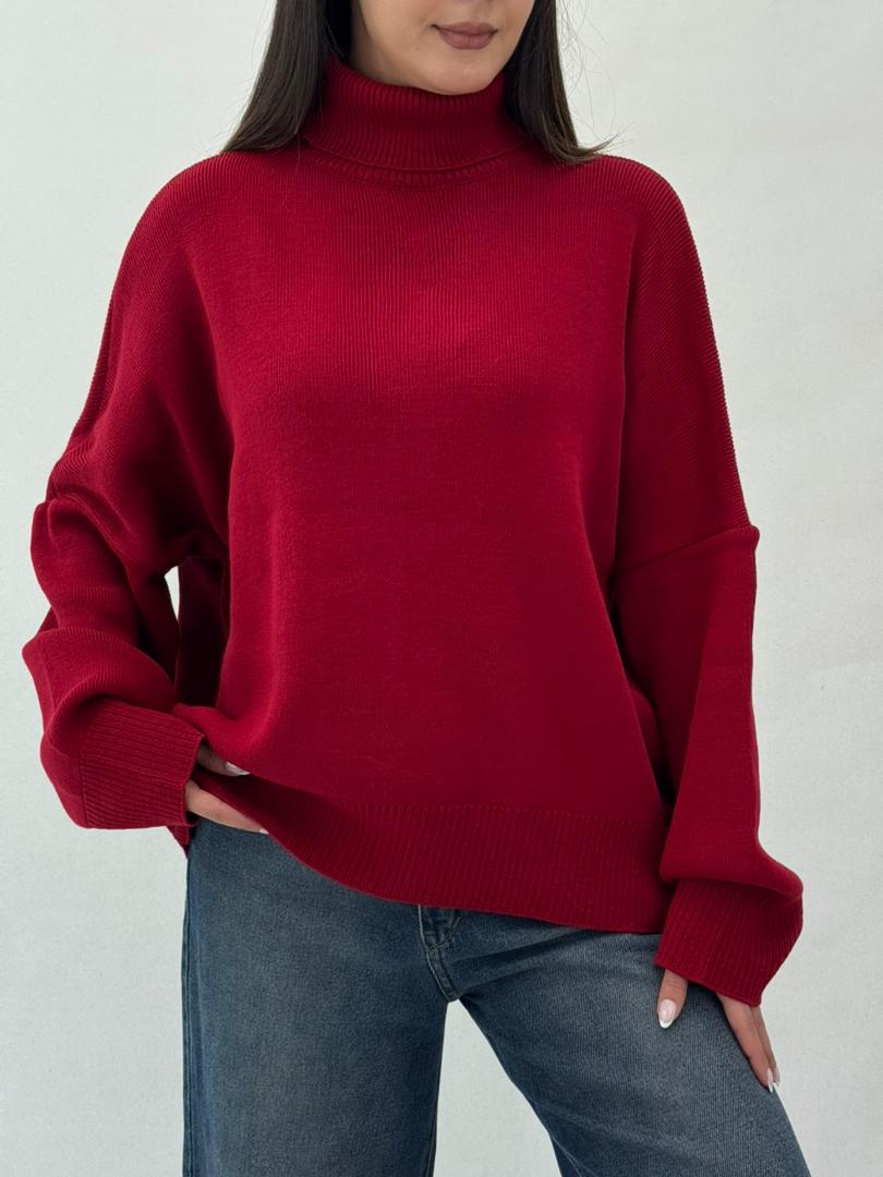 بافت یقه اسکی تک زرشکی کد1962