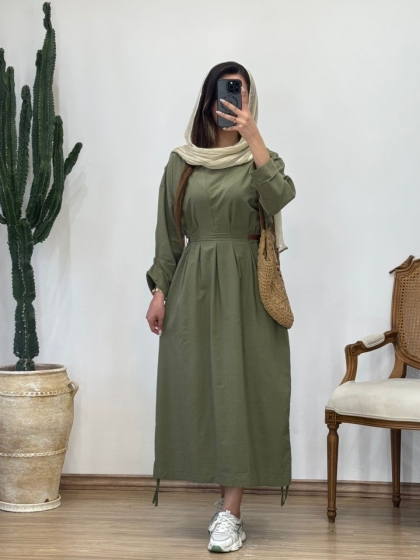 مانتو پیراهنی بغل کمربندی کد1635