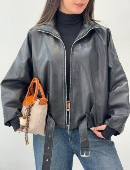 کاپشن چرم کمربندی کد1939