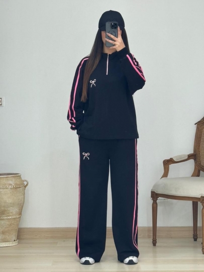 ست دورس نیم زیپ و‌شلوار پاپیون کد1925