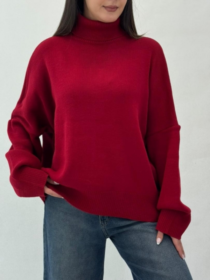 بافت یقه اسکی تک زرشکی کد1962