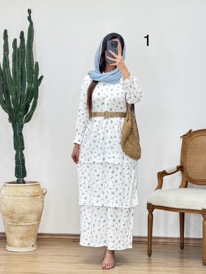 پیراهن طبقه ای همراه کمربند کد1665